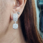 Classic Round Drop Dangling Diamond Earrings 14K