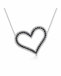 Classic Heart Black Diamond Pave Diamond Necklace 14K