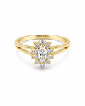 Classic Golden Marquise Solitaire Diamond Ring 14K