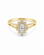 Classic Golden Marquise Solitaire Diamond Ring 14K