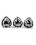 Fancy Black Diamonds Pear Halo Diamond Jewelry Set 14K