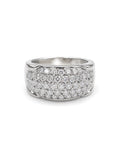 Classic Round Chunky Paved Diamond Ring Platinum Band