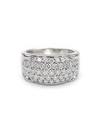 Classic Round Chunky Paved Diamond Ring Platinum Band