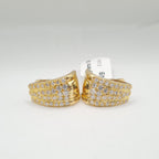 Golden Chunky Round Paved Diamond Earrings 18K