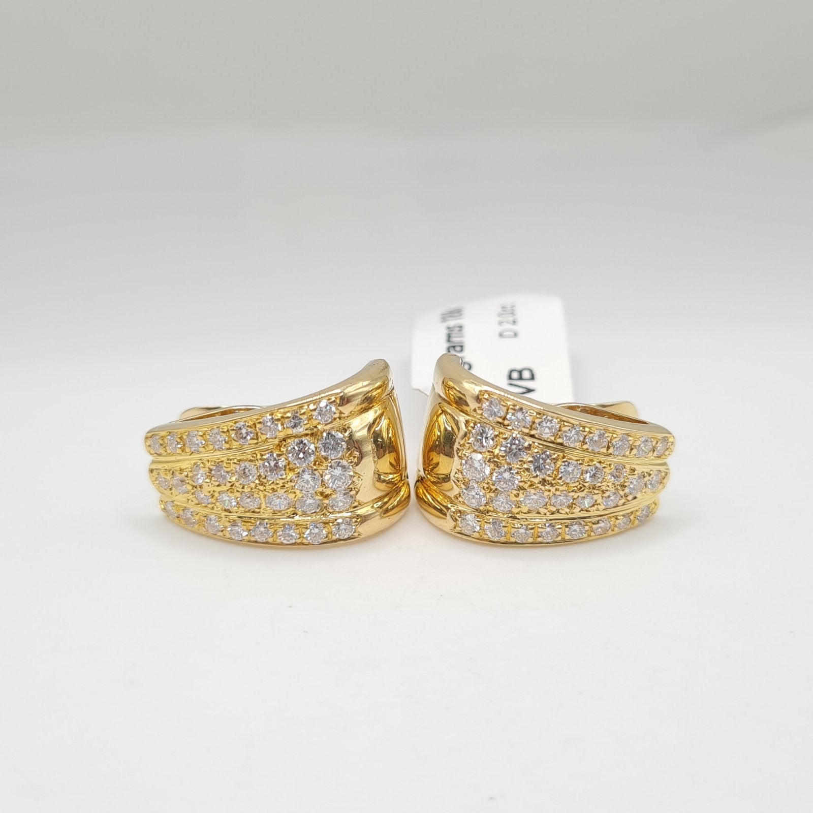 Golden Chunky Round Paved Diamond Earrings 18K