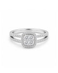 Classic Cushion Round Paved Diamond Ring 18K