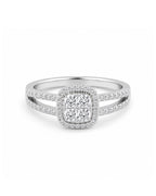 Classic Cushion Round Paved Diamond Ring 18K