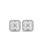 Classic 6.34cts Asscher Solitaire Stud Diamond Earrings 18K