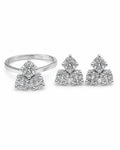 Classic Round Trefoil Round Invisible Setting Diamond Jewelry Set 14K