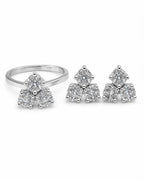 Classic Round Trefoil Round Invisible Setting Diamond Jewelry Set 14K