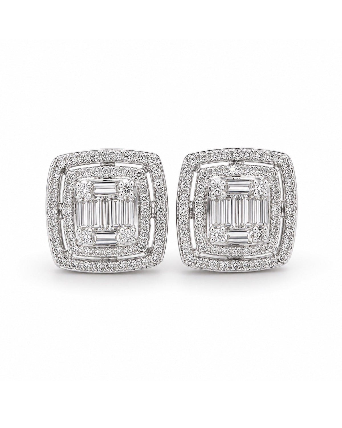 Classic Cushion Halo Diamond Earrings 14K