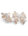 Two Tone Leaf Baguette Cluster Statement Diamond Jewelry Set 14K