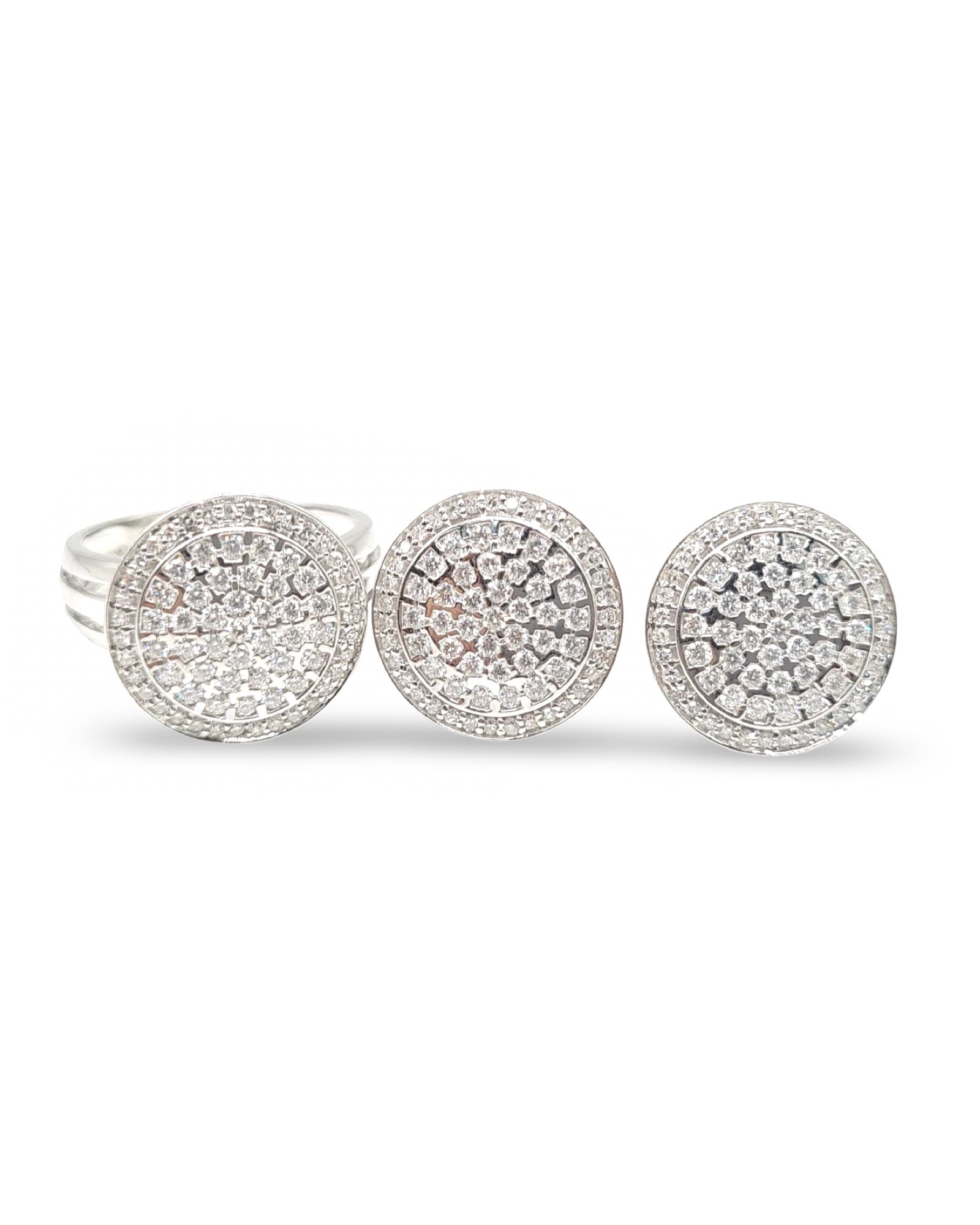 Classic Round Stud Statement Diamond Jewelry Set 14K