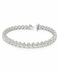 Classic 14.40CTW Heart Solitaire Full Eternity Tennis Diamond Bracelet 18K IGI Certified