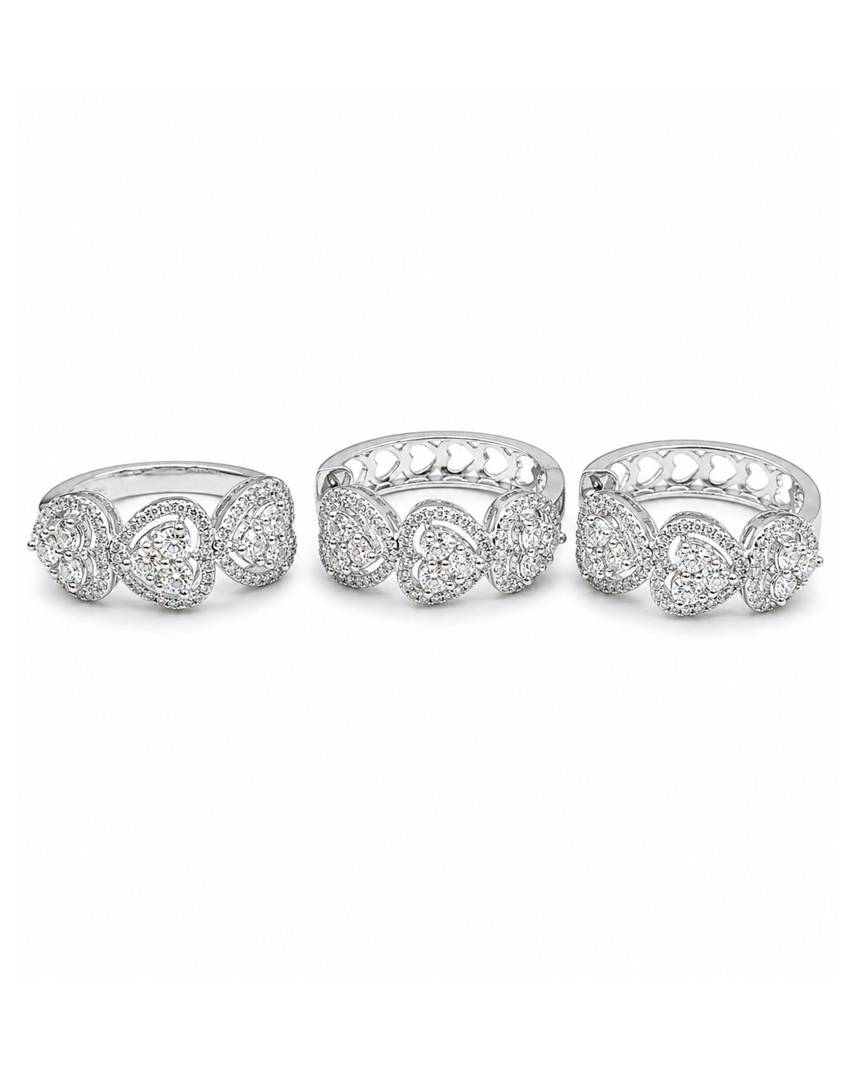 Classic Heart Baguette Hoop Diamond Jewelry Set 14K