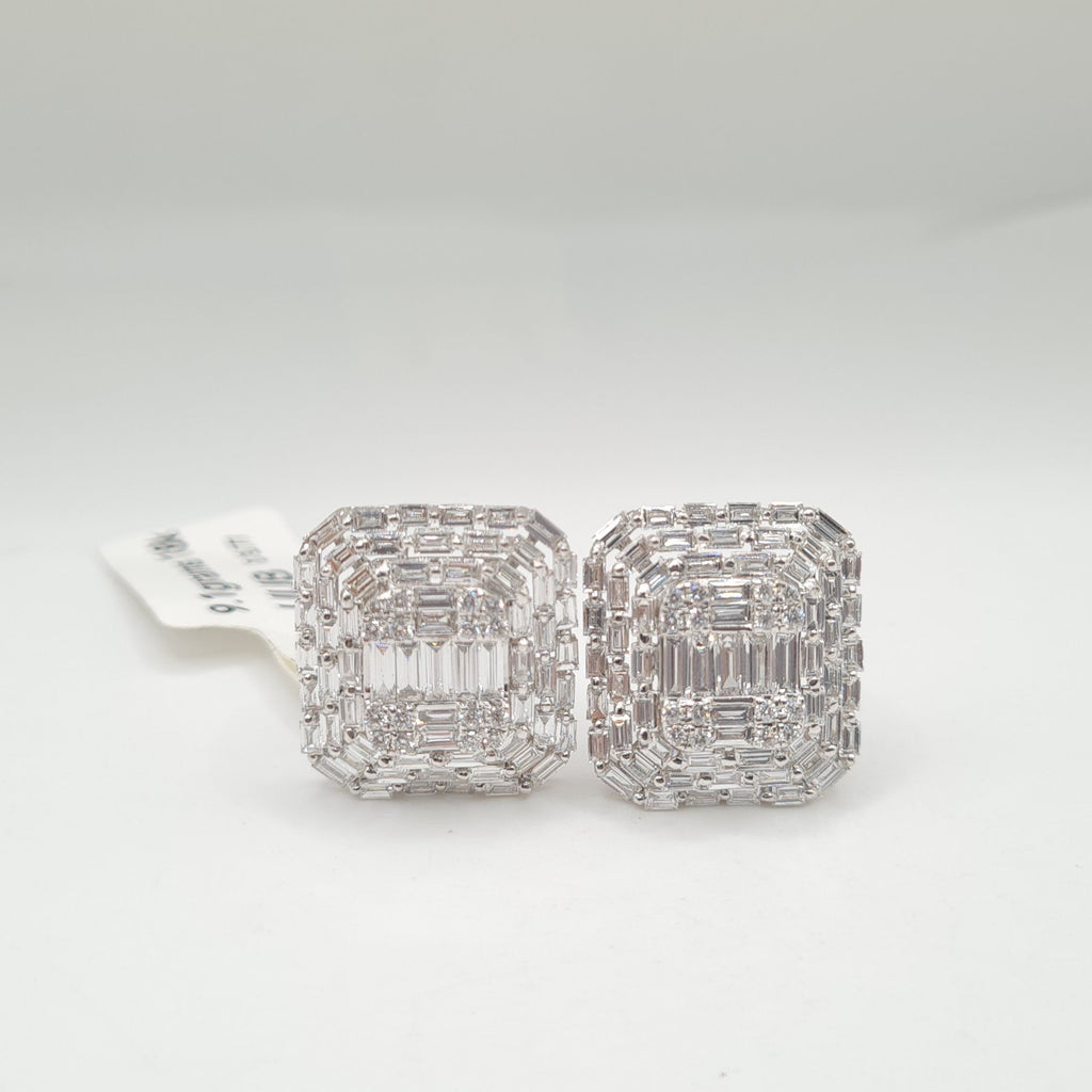Classic Emerald Baguette Statement Diamond Earrings 18K