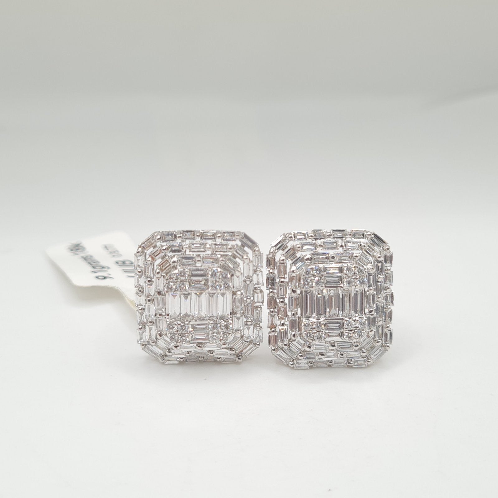 Classic Emerald Baguette Statement Diamond Earrings 18K
