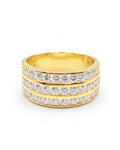 Classic Golden Unisex Round Layered Half Eternity Diamond Ring 14K