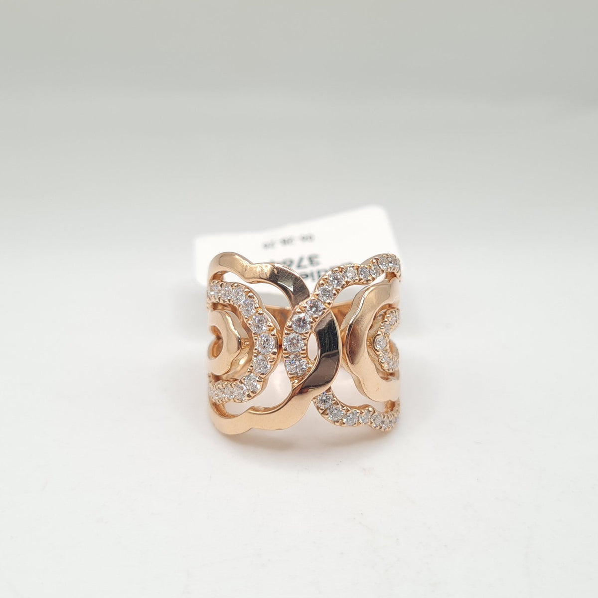 Rosegold Crossover Deco Diamond Ring 18K