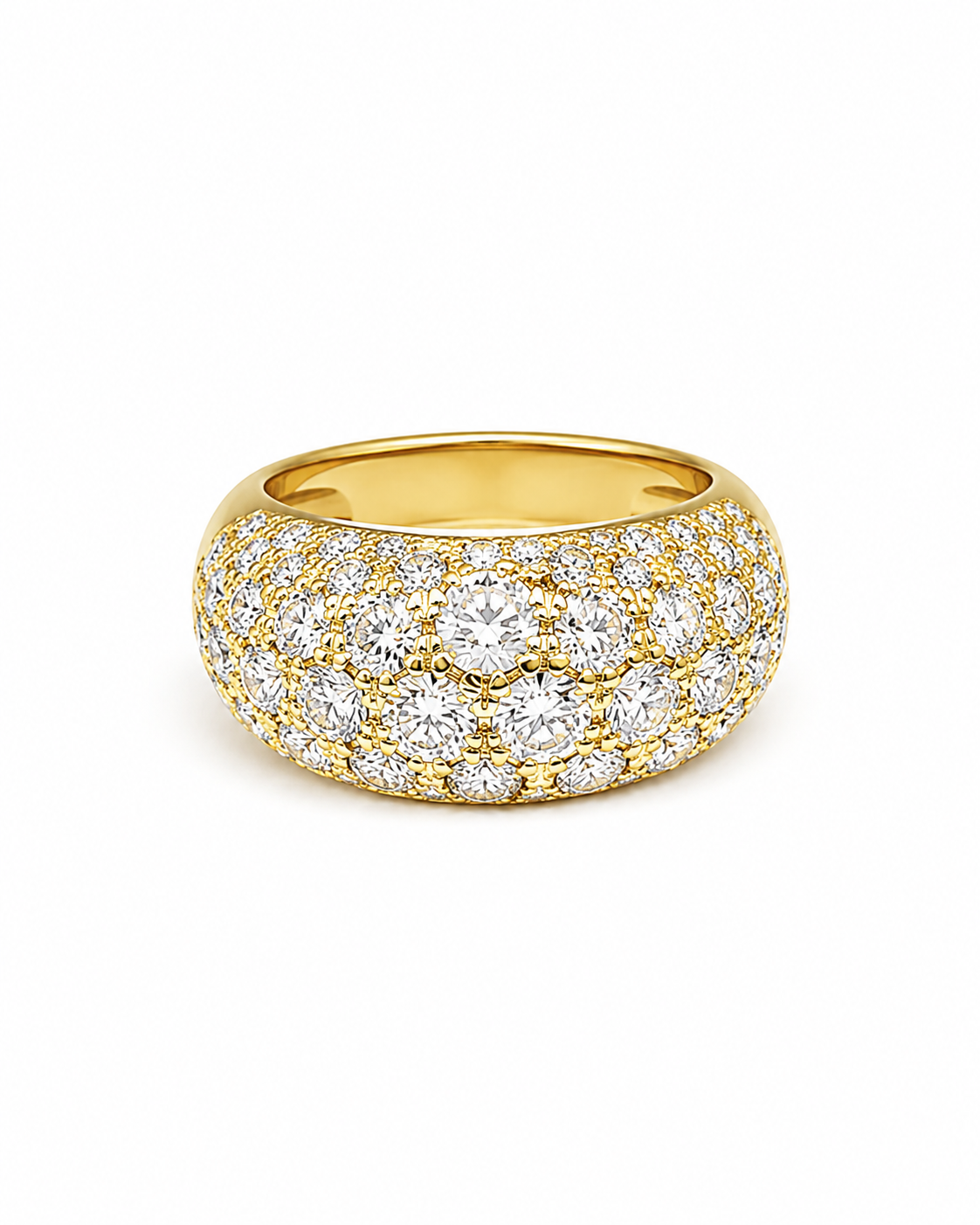 Classic Paved Golden Band Diamond Ring 18K