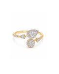 Classic Golden Pear Overlap Round Diamond Ring 14K