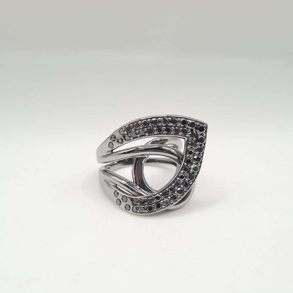 Statement Black Colored Diamond Ring 14K