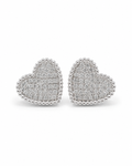 Classic Heart Paved Stud Diamond Earrings 14K
