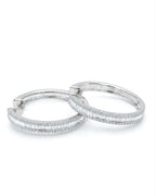 Classic Baguette Hoop Statement Diamond Earrings 14K