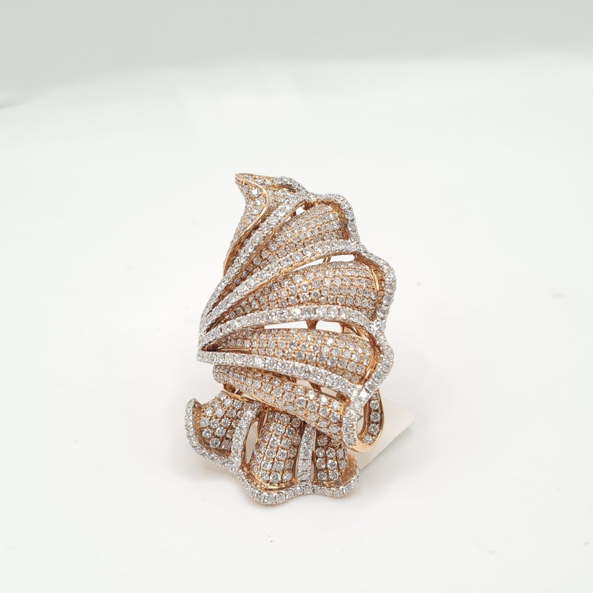 Rosegold Vintage Crown Statement Diamond Ring 18K