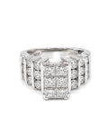 Classic Square Princess Round Shank Diamond Ring 14K