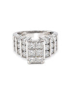 Classic Square Princess Round Shank Diamond Ring 14K