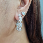 XX Classic Emerald Baguette Creole Diamond Earrings 14K