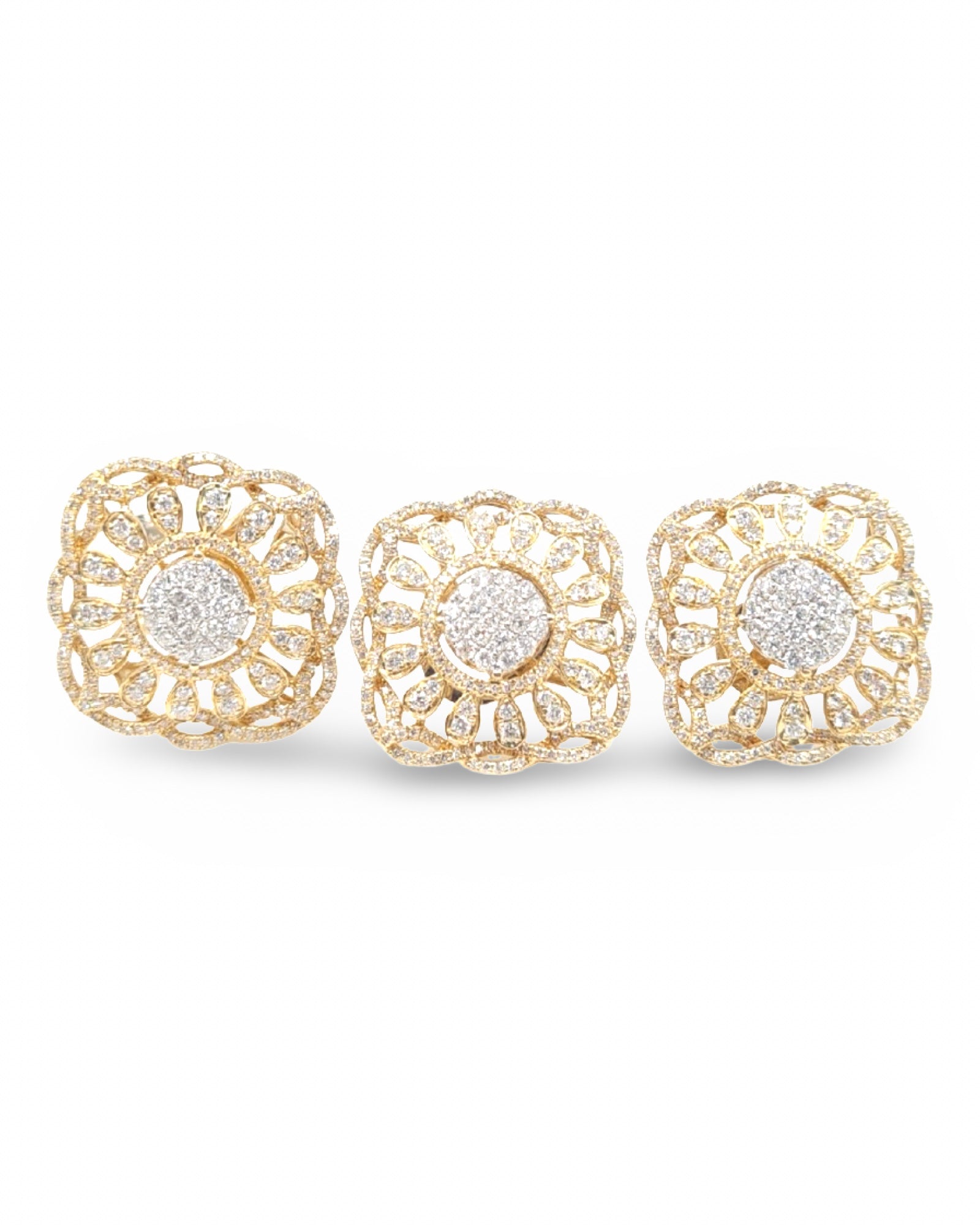 Lady Boss Floral Golden Statement Diamond Jewelry Set 14K