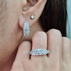 Classic Hoop Leaf Diamond Jewelry Set 14K