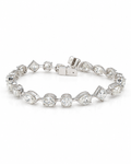 Classic 20.0CTW Multi-Shape Full Eternity Tennis Diamond Bracelet 14K GIA Certified