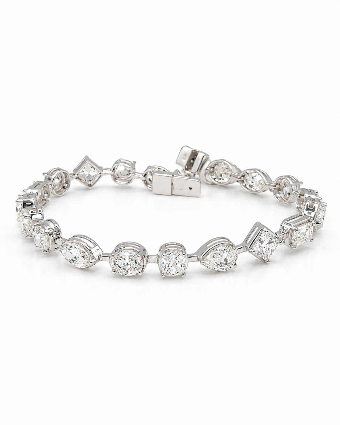Classic 20.0CTW Multi-Shape Full Eternity Tennis Diamond Bracelet 14K GIA Certified