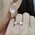 Rosegold Deco Hoop Diamond Jewelry Set 14K