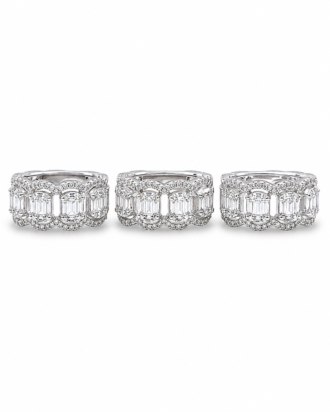 Classic Hoop Oval Baguette Half Eternity Diamond Jewelry Set 14K