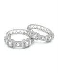 Classic Emerald Baguette Hoop Diamond Earrings 14K