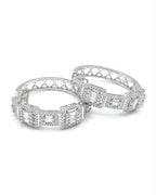 Classic Emerald Baguette Hoop Diamond Earrings 14K