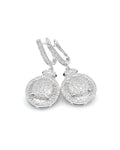 Classic Round Baguette Dangling Diamond Earrings 14K