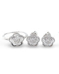 Classic Clover Beaded Stud Diamond Jewelry Set 14K