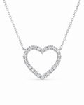 Classic Heart Pave Diamond Necklace 14K