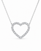 Classic Heart Pave Diamond Necklace 14K