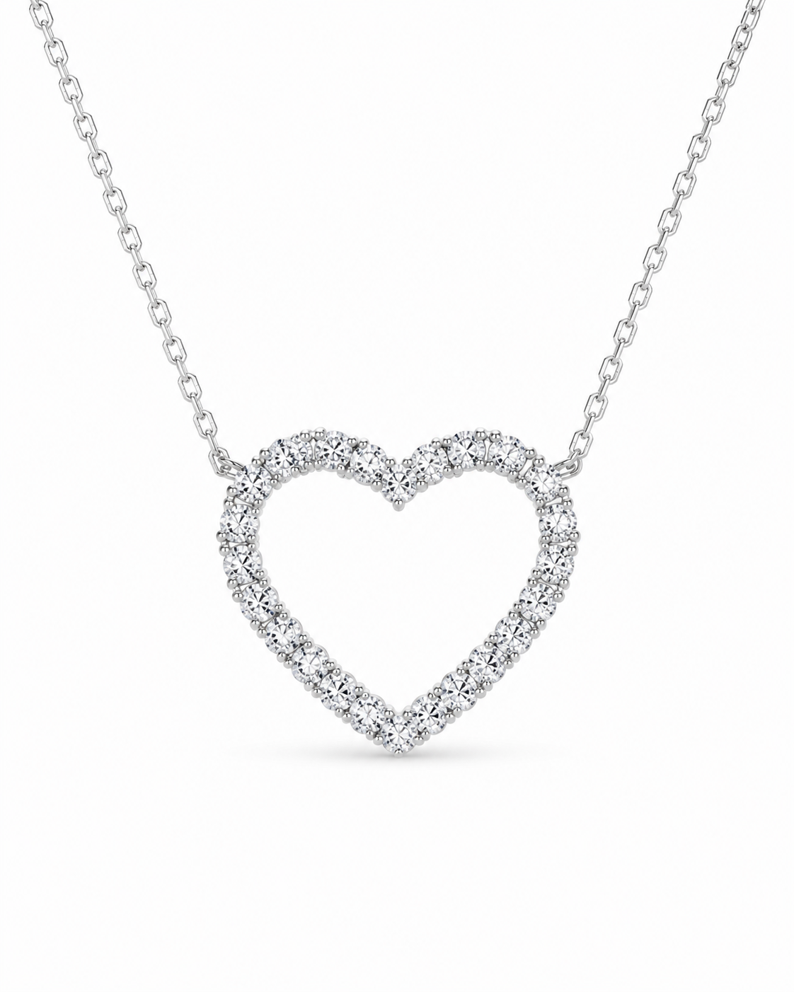 Classic Heart Pave Diamond Necklace 14K