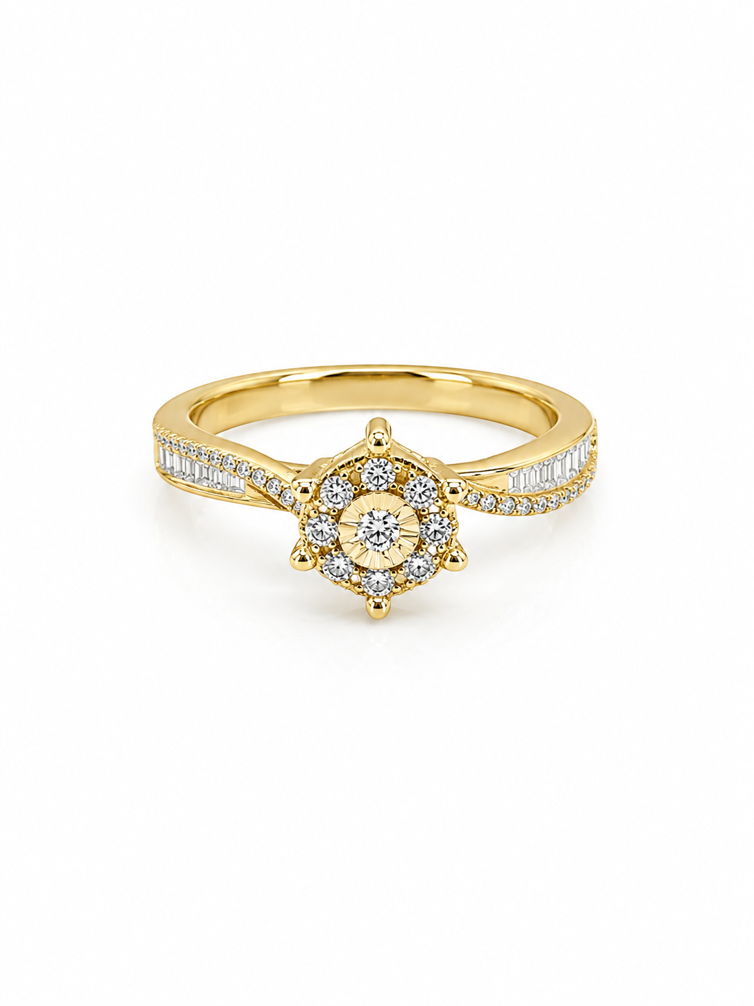 Classic Round Twisted Shank Diamond Ring 14K