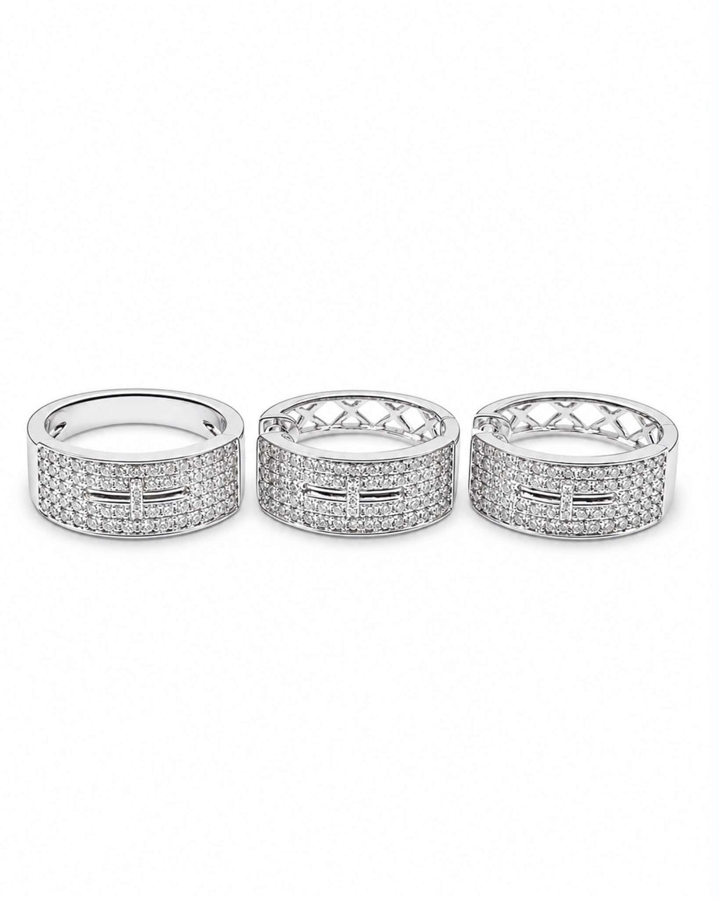 Classic Hoop Round Half Eternity Hoop Diamond Jewelry Set 14K