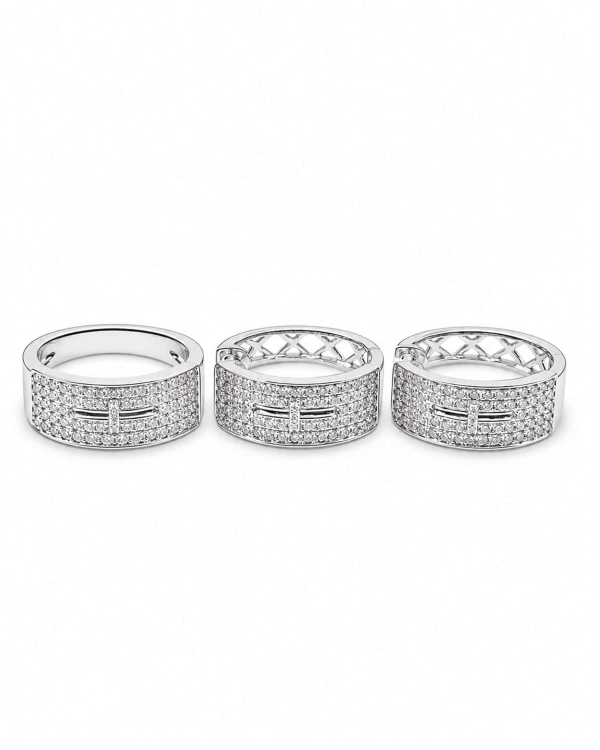 Classic Hoop Round Half Eternity Hoop Diamond Jewelry Set 14K