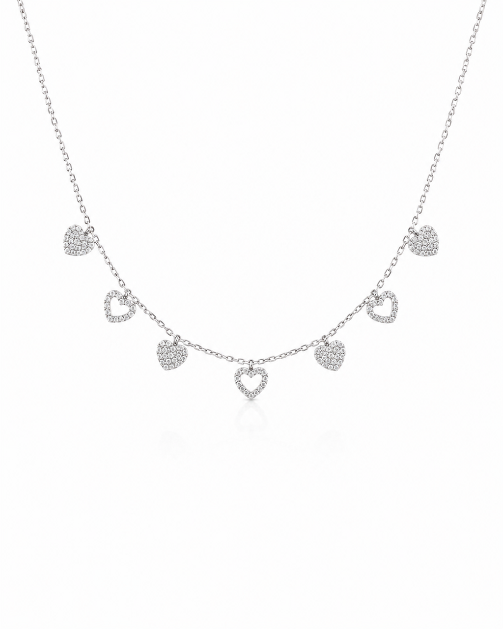 Classic Heart Station Diamond Necklace 14K