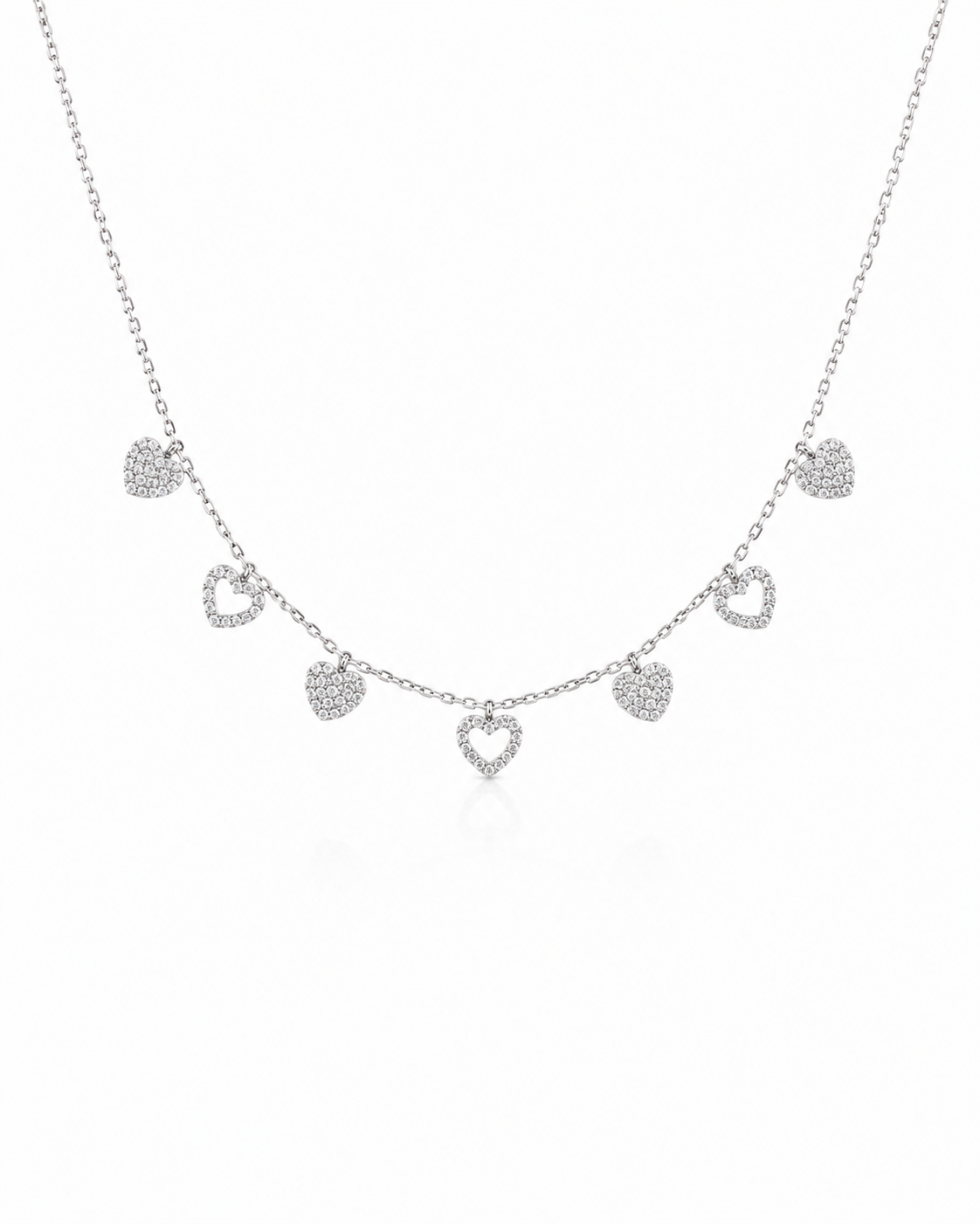 Classic Heart Station Diamond Necklace 14K